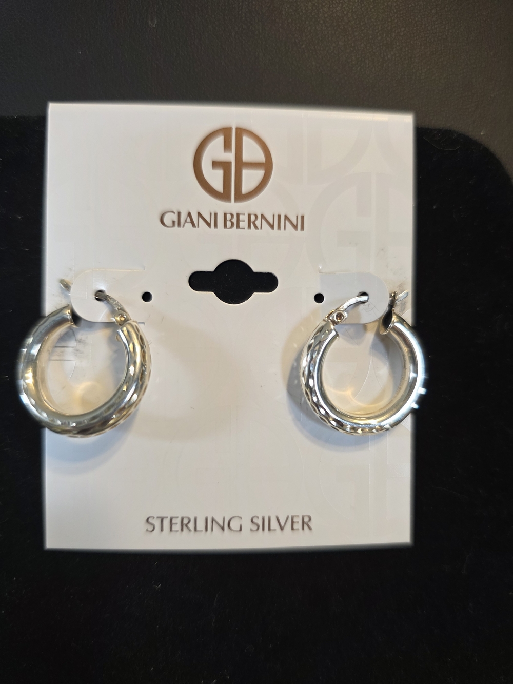 #291 Giani Bernini Sterling Silver Textured Hoop Earrings in Silver